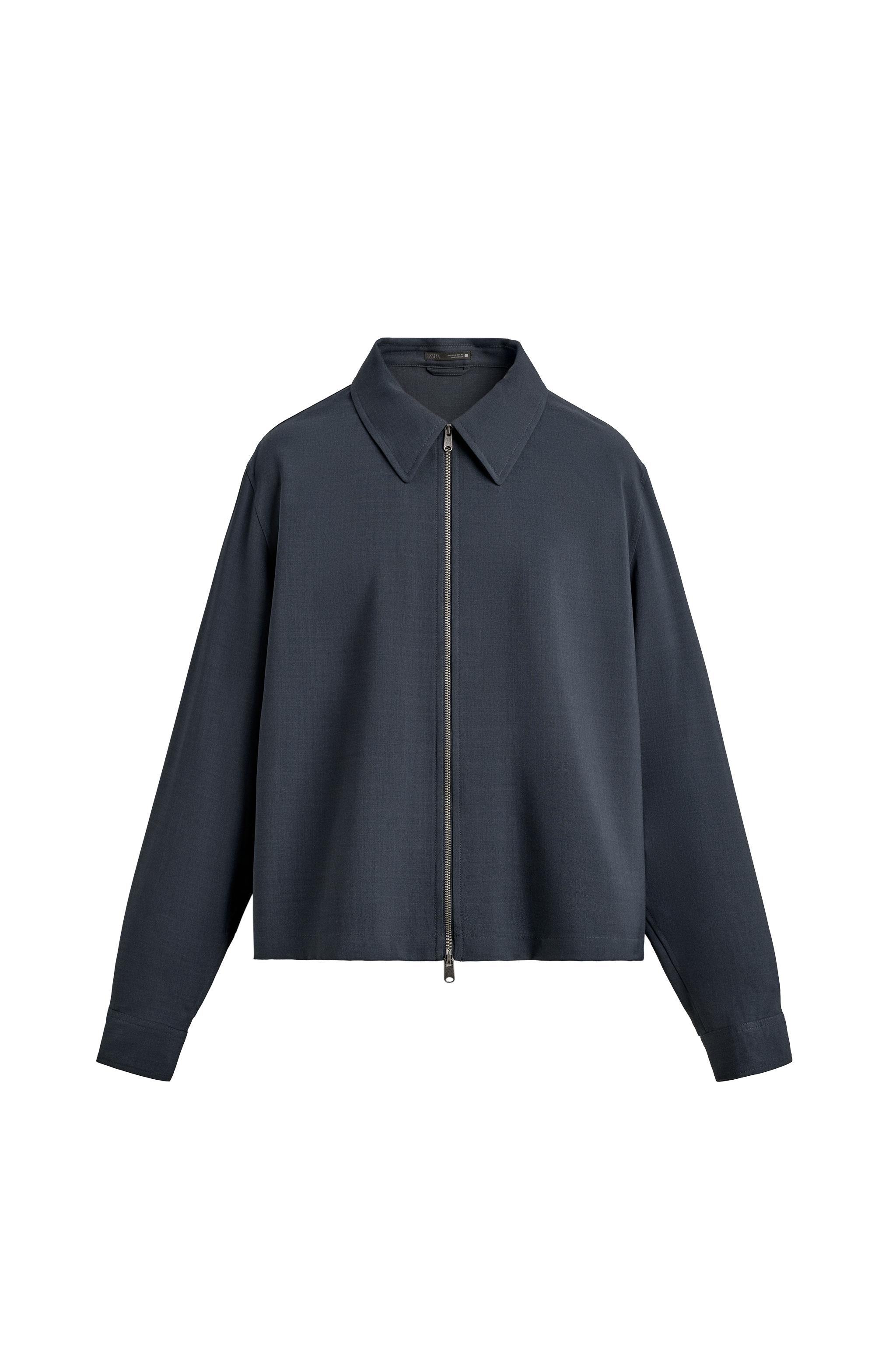 リラックスフィットジッパーシャツジャケット - テールブルー | ZARA 