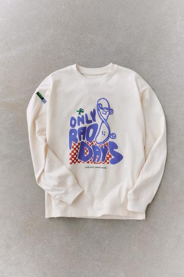 PRINTED T-SHIRT WITH LABEL - Ecru by Zara