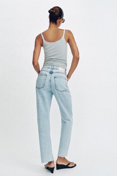 Z1975 STRAIGHT HIGH-WAIST CROSSOVER WAIST JEANS - Light blue by Zara - Image 5