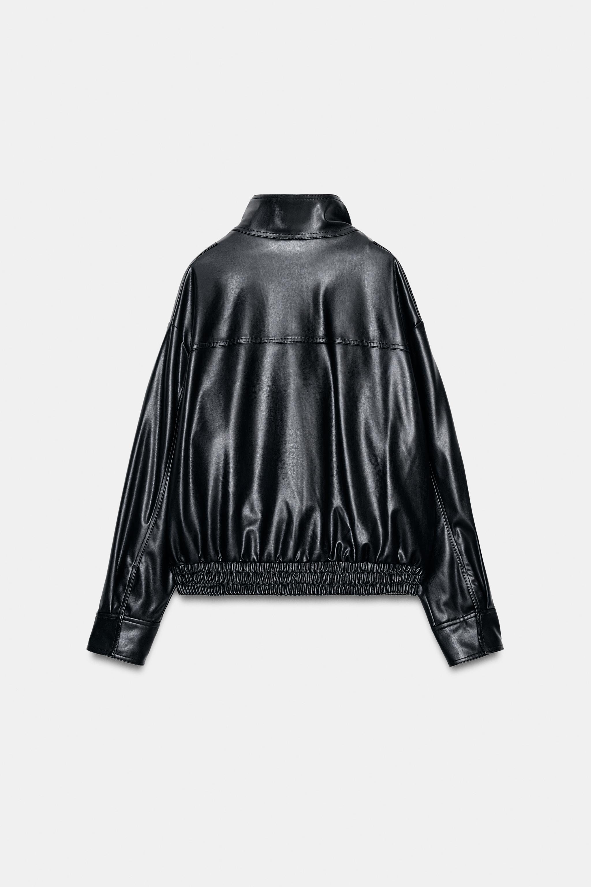 LEATHER EFFECT JACKET - Black | ZARA New Zealand
