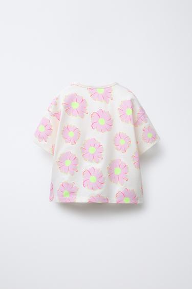 T-SHIRT IMPRIMÉ FLEURS - Écru de Zara - Image 1