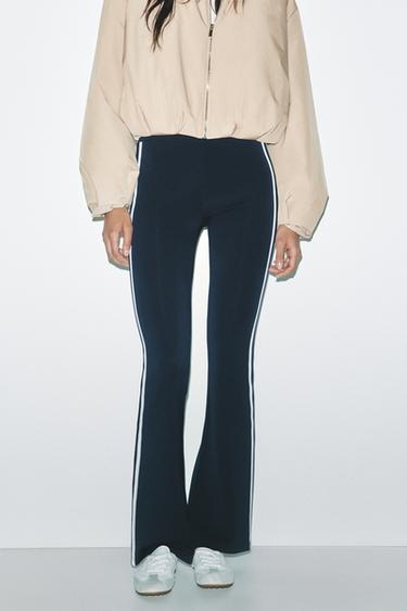 LEGGINGS FLARE FAIXA LATERAL - Azul-marinho da Zara