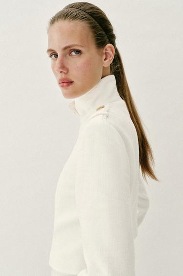 BLAZER CROISÉ BOUTON DORÉ - Écru de Zara - Image 2