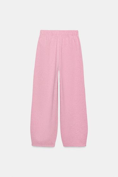 PANTALON EN MOLLETON ZA - Rose chiné de Zara - Image 5