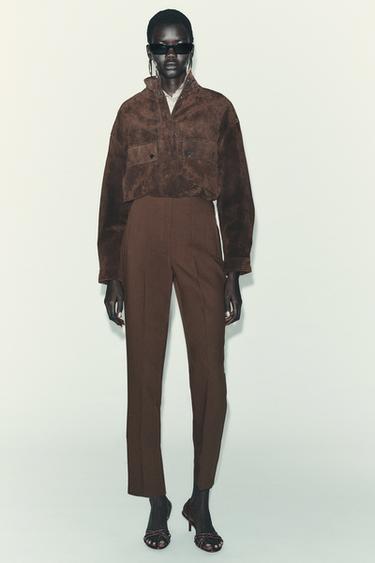HIGH-WAIST TROUSERS - Brown by Zara