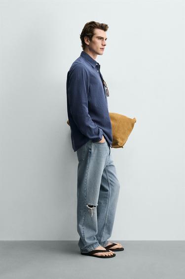 JACQUARD CHECK SHIRT - Blue by Zara - Image 3