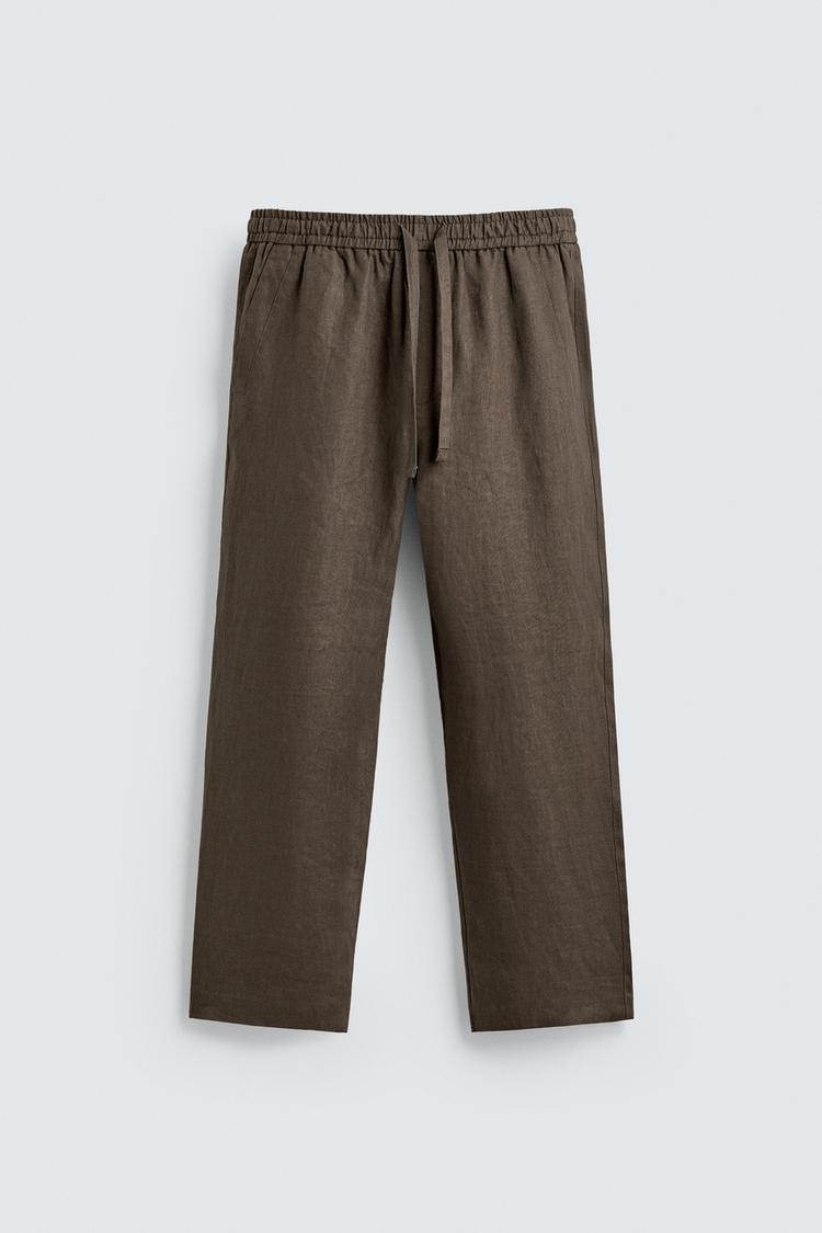 ZARA 100% LINEN RELAXED FIT TROUSERS