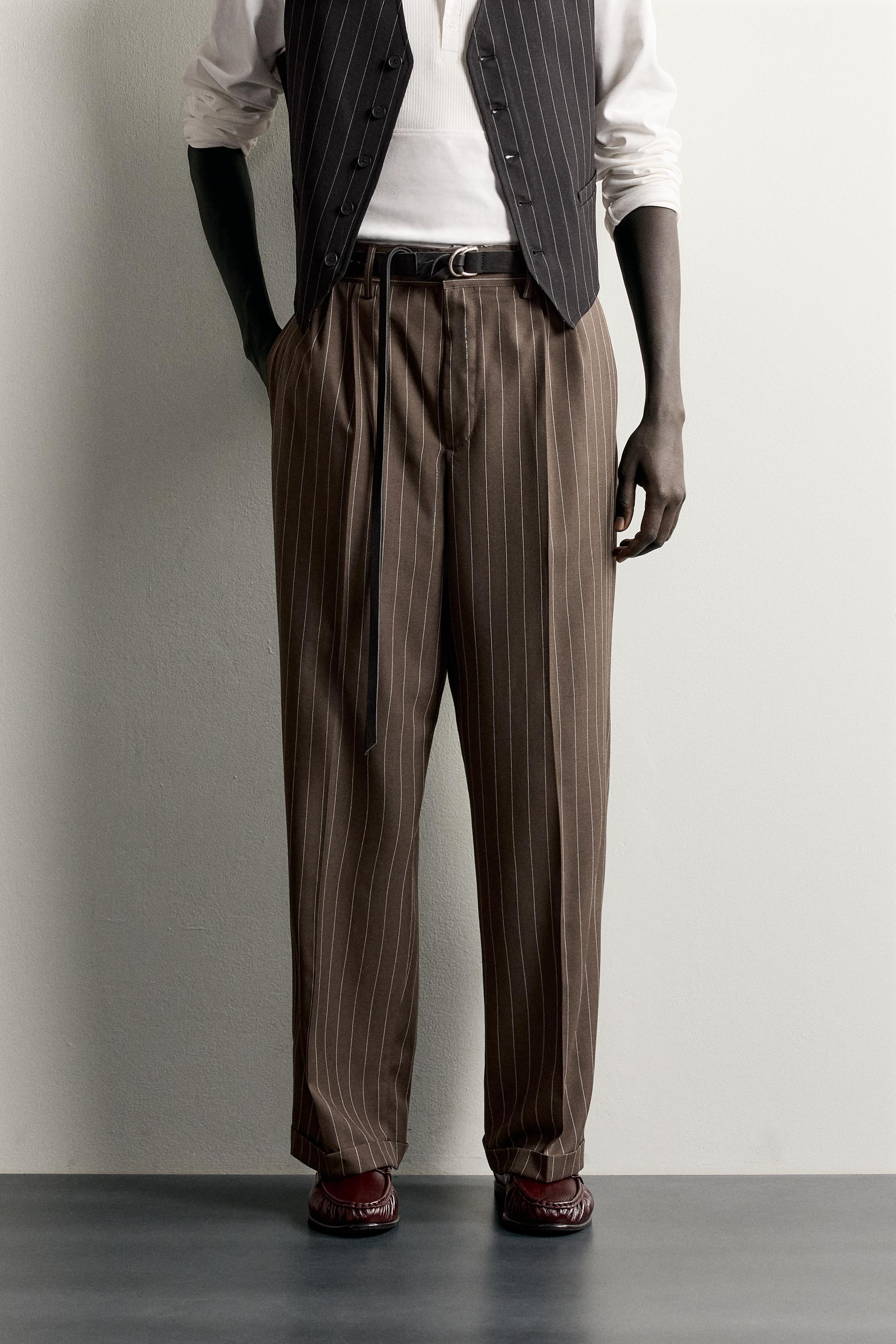Pinstripe Pleated Pants