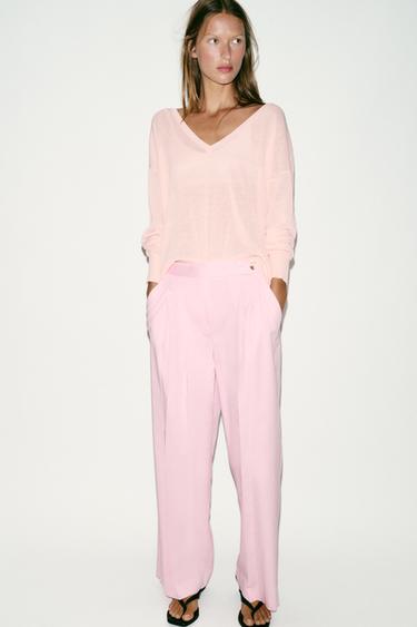 WIDE-LEG TROUSERS WITH DARTS - Pink by Zara