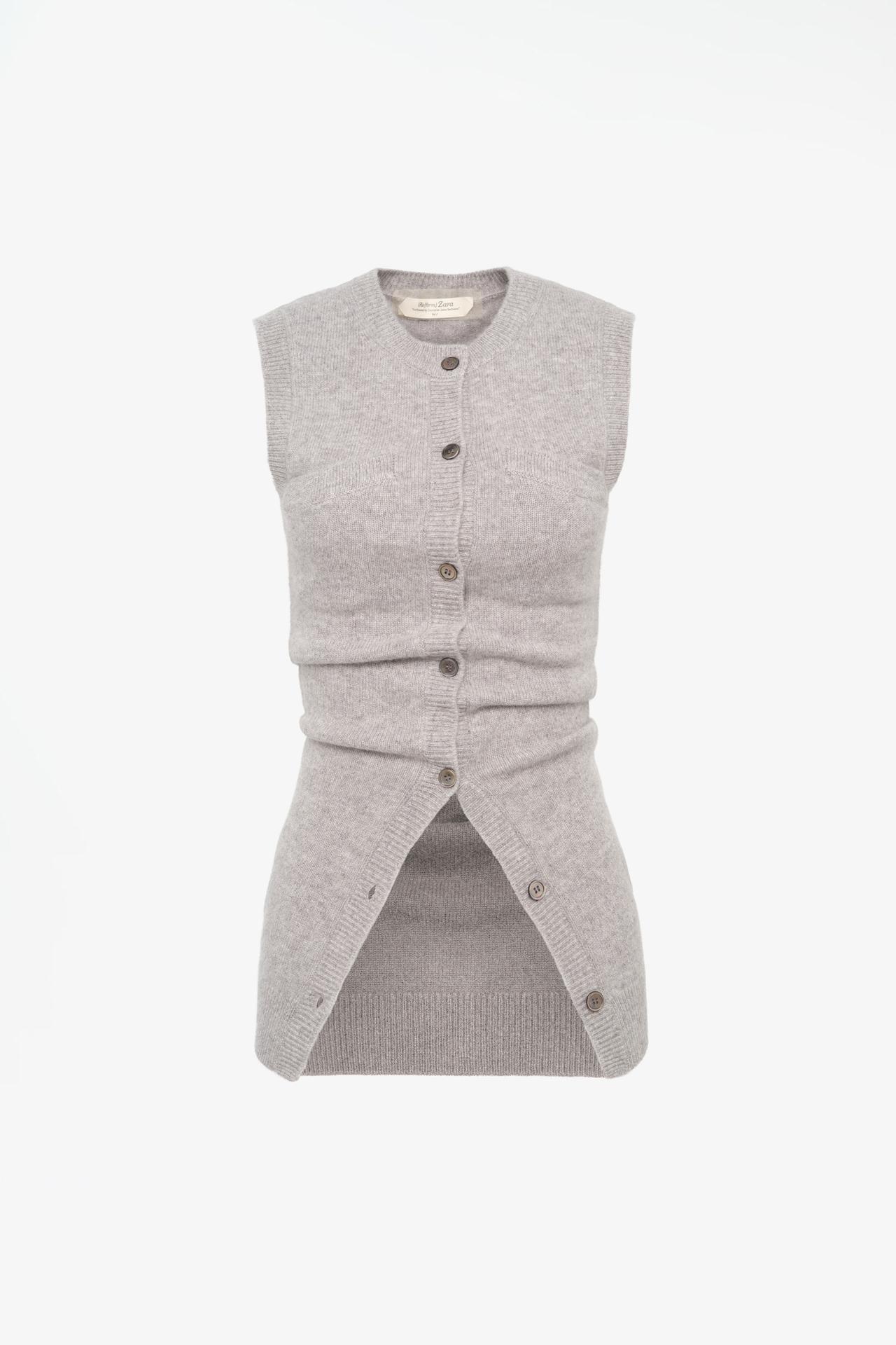 LIMITED EDITION 100% CASHMERE KNIT VEST — Light grey