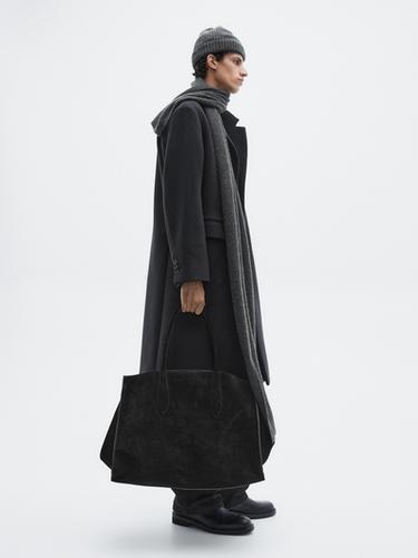 Zara Maxi XL suede leather bag - LIMITED - Black