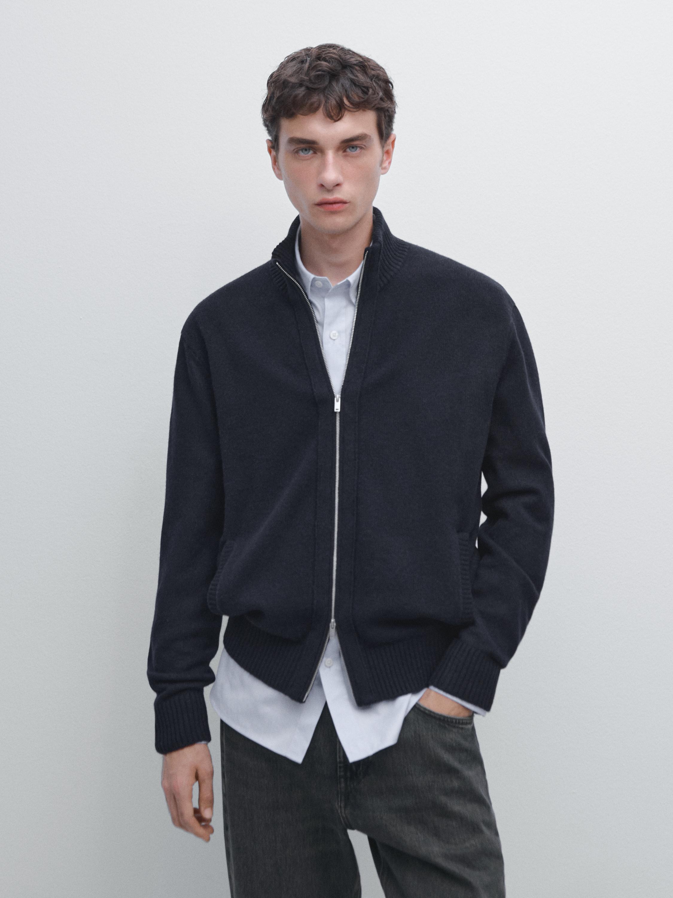 Cardigan en laine mélangée à fermeture Éclair