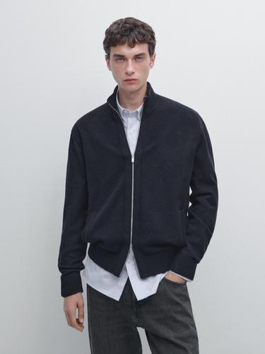 Zara Wool blend cardigan with zip detail - Navy blue