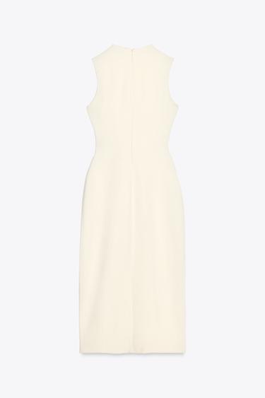 ROBE MIDI EN CRÊPE AVEC CEINTURE - Écru de Zara - Image 7