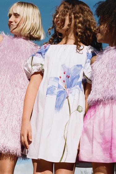Falda floral de organza