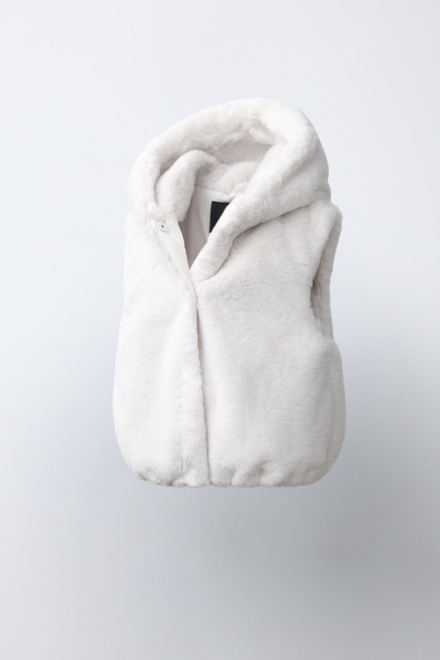 Детский жилет Zara Faux-Fur Vest, цвет: Устричный белый — фото 2