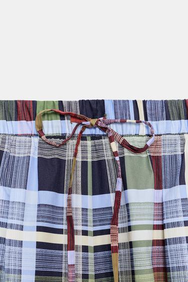 PANTALON BOUFFANT À CARREAUX ZW COLLECTION - Multicolore de Zara - Image 8