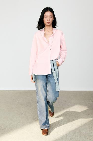 Chemise fluide en coton à col officier - Argile de Zara - Image 0