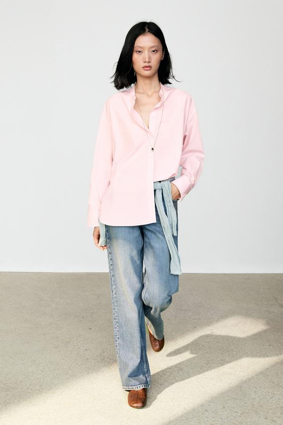Camisa fluida cuello mao con algodón - Arcilla de Zara - Imagen 0