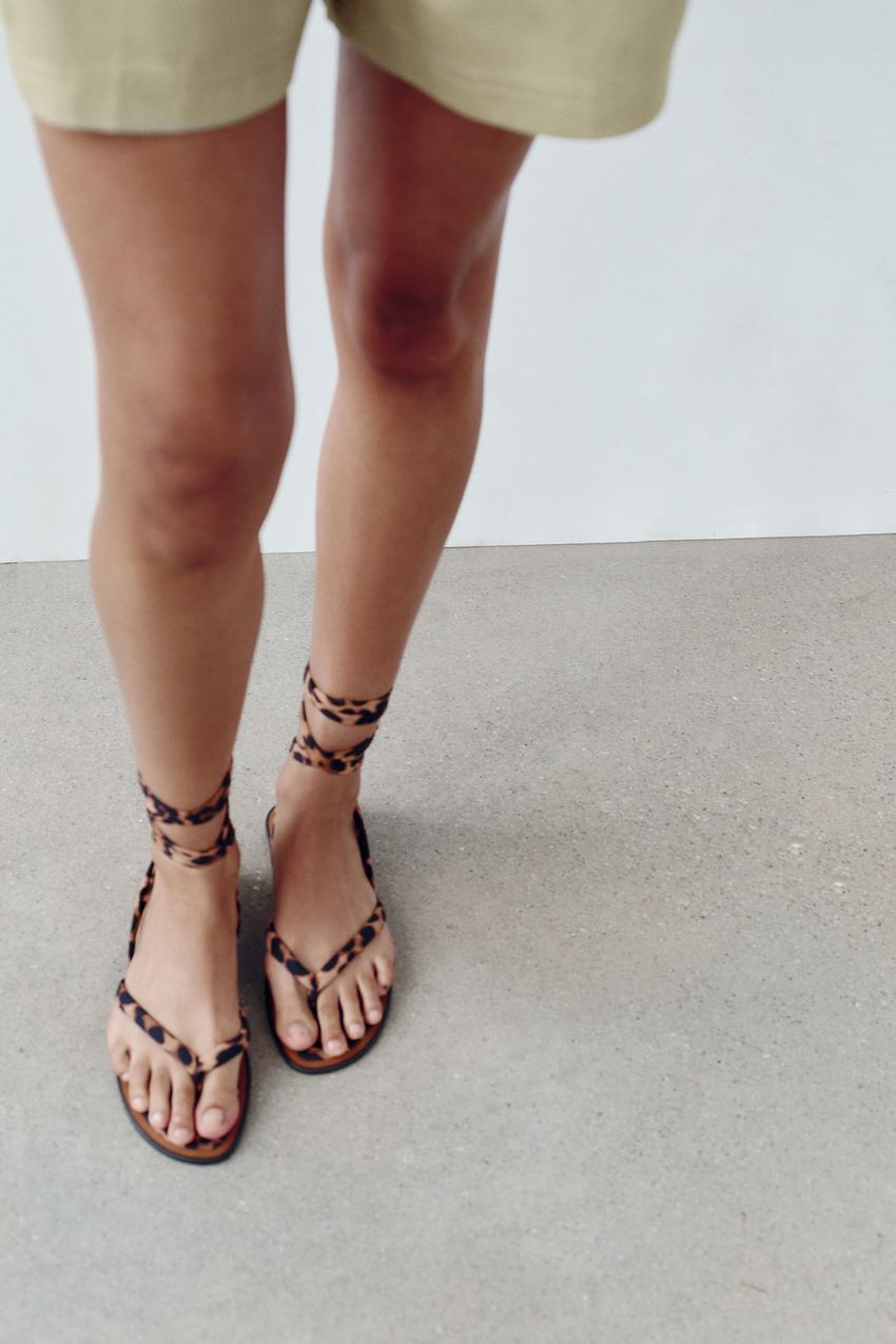 ANIMAL PRINT FLAT SANDALS - Leopard | ZARA United States