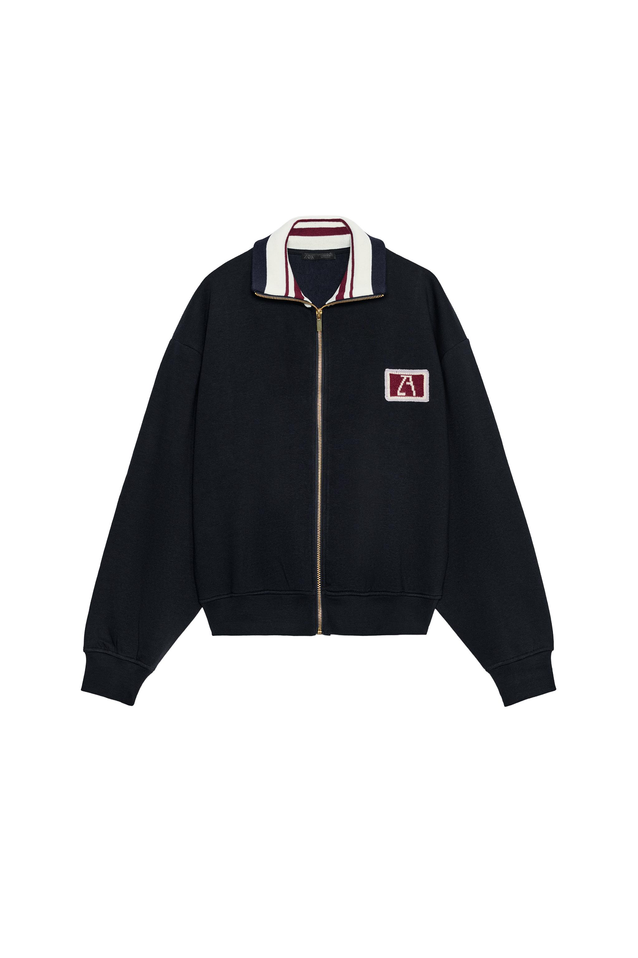 ZA EMBROIDERED SWEATSHIRT JACKET