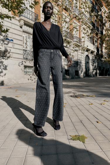 JEAN Z1975 AMPLE DROIT TAILLE HAUTE BRILLANTS - Noir de Zara - Image 4