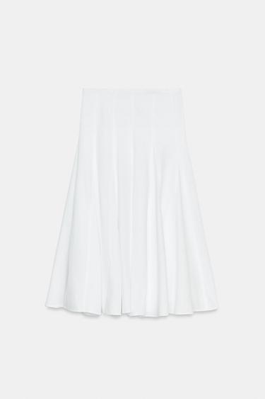 JUPE MI-LONGUE À GODETS TRF - Blanc de Zara - Image 3