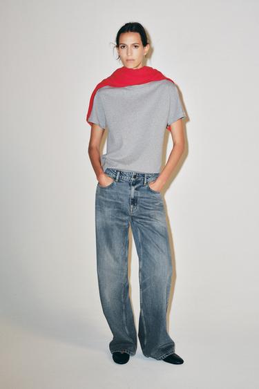ZW COLLECTION RELAXED WIDE-LEG LOW-RISE JEANS - Mid-blue by Zara