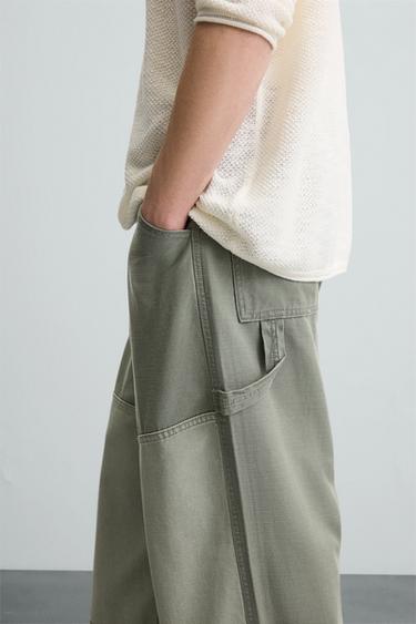 Zara BAGGY FIT CARPENTER JEANS - Green