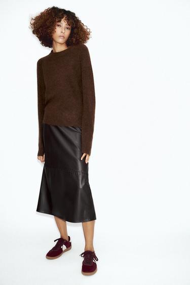 PLAIN KNIT SWEATER - Brown by Zara