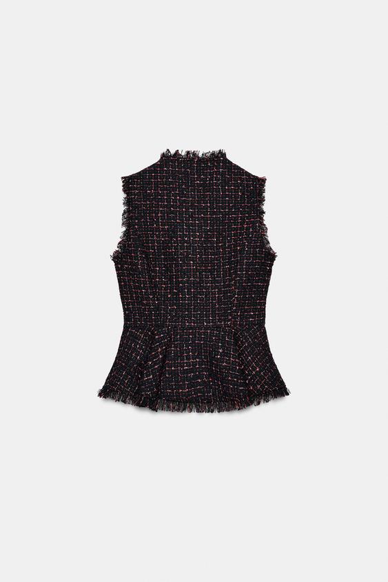 GILET EFFRANGÉ STRUCTURE FIL MÉTALLISÉ - rouge/bleu marine de Zara - Image 5