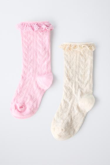 2-PACK OF LACE-TRIMMED SOCKS - Ecru by Zara - Image 3