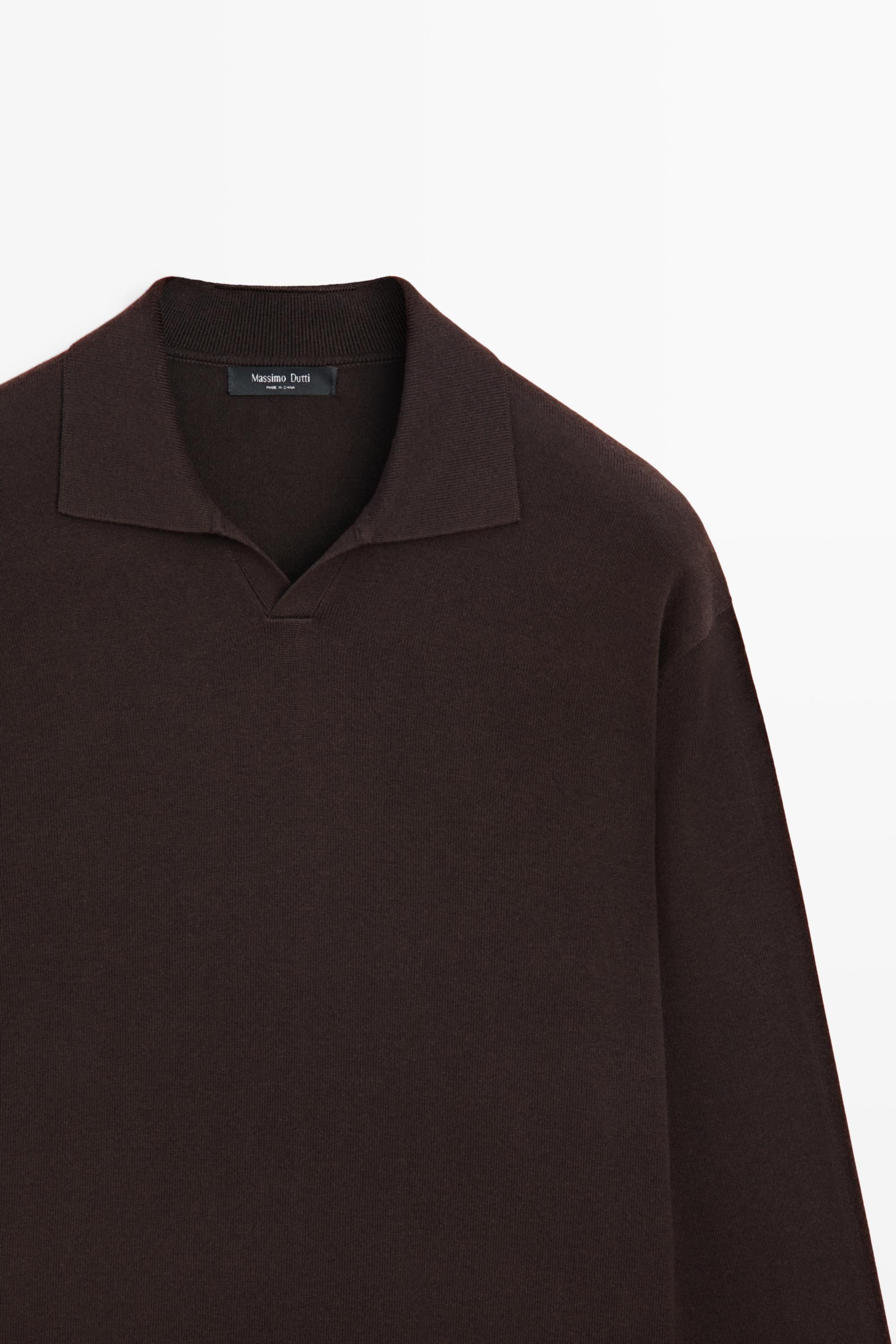 Polo collar knit sweater