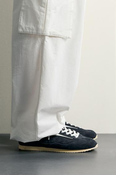 PANTOFI SPORT RETRO DIN PIELE - Albastru de la Zara - Imaginea 0