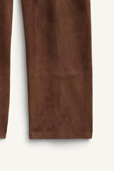 100% SUEDE DARTED TROUSERS LIMITED EDITION - Brown / Taupe by Zara - Image 6