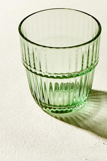 Zara COLORED STRIPED GLASS TUMBLER - Green
