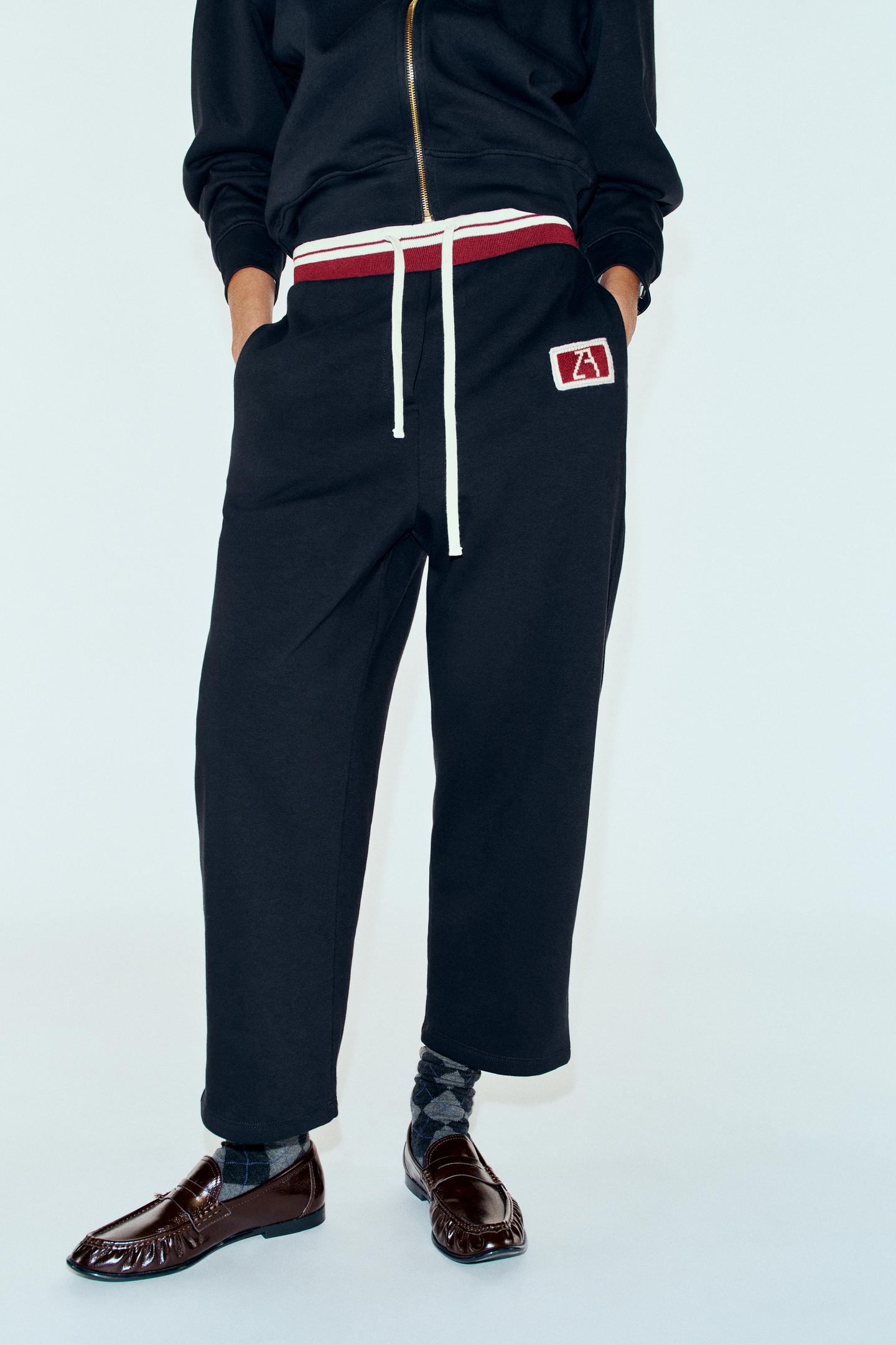 Женские брюки Zara ZA Embroidered Sweatshirt, цвет: Тёмно-синий — фото 2