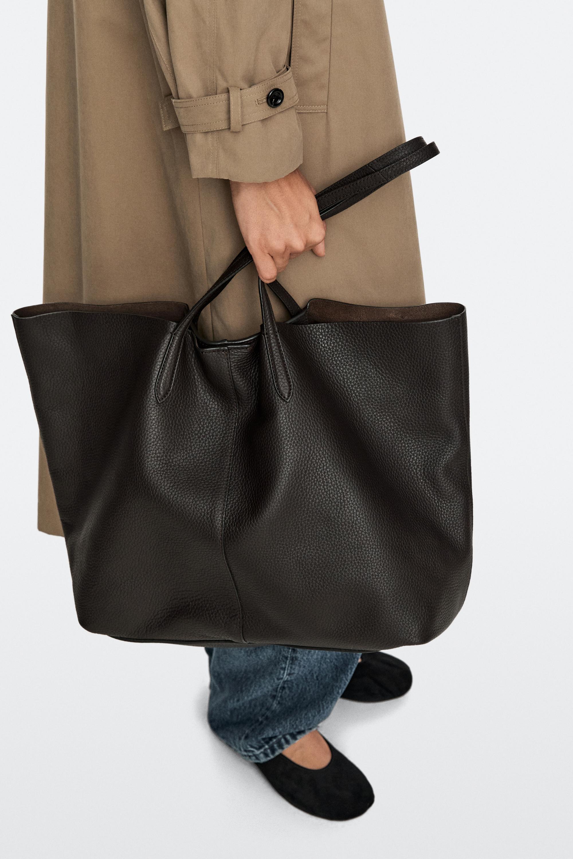 Grand tote bag en cuir nappa