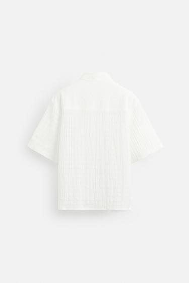 CHEMISE STRUCTURÉE À CARREAUX - Blanc de Zara - Image 6