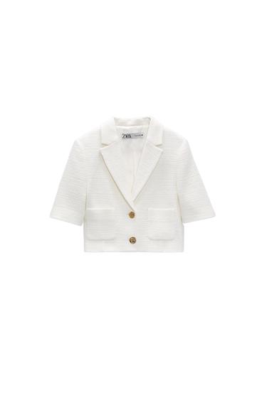TEXTURED CROP BLAZER