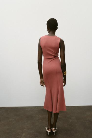 PIQUÉ DRESS WITH BUTTONS - Orange by Zara - Image 3