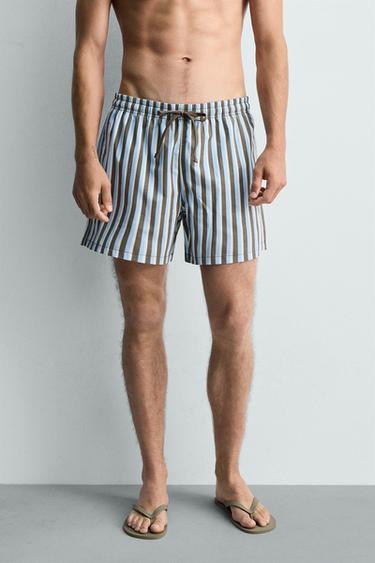 MID-LENGTH STRIPED SWIMMING TRUNKS - Sky blue by Zara - Image 2