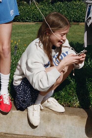 JUPE-SHORT À FLEURS - Bleu de Zara