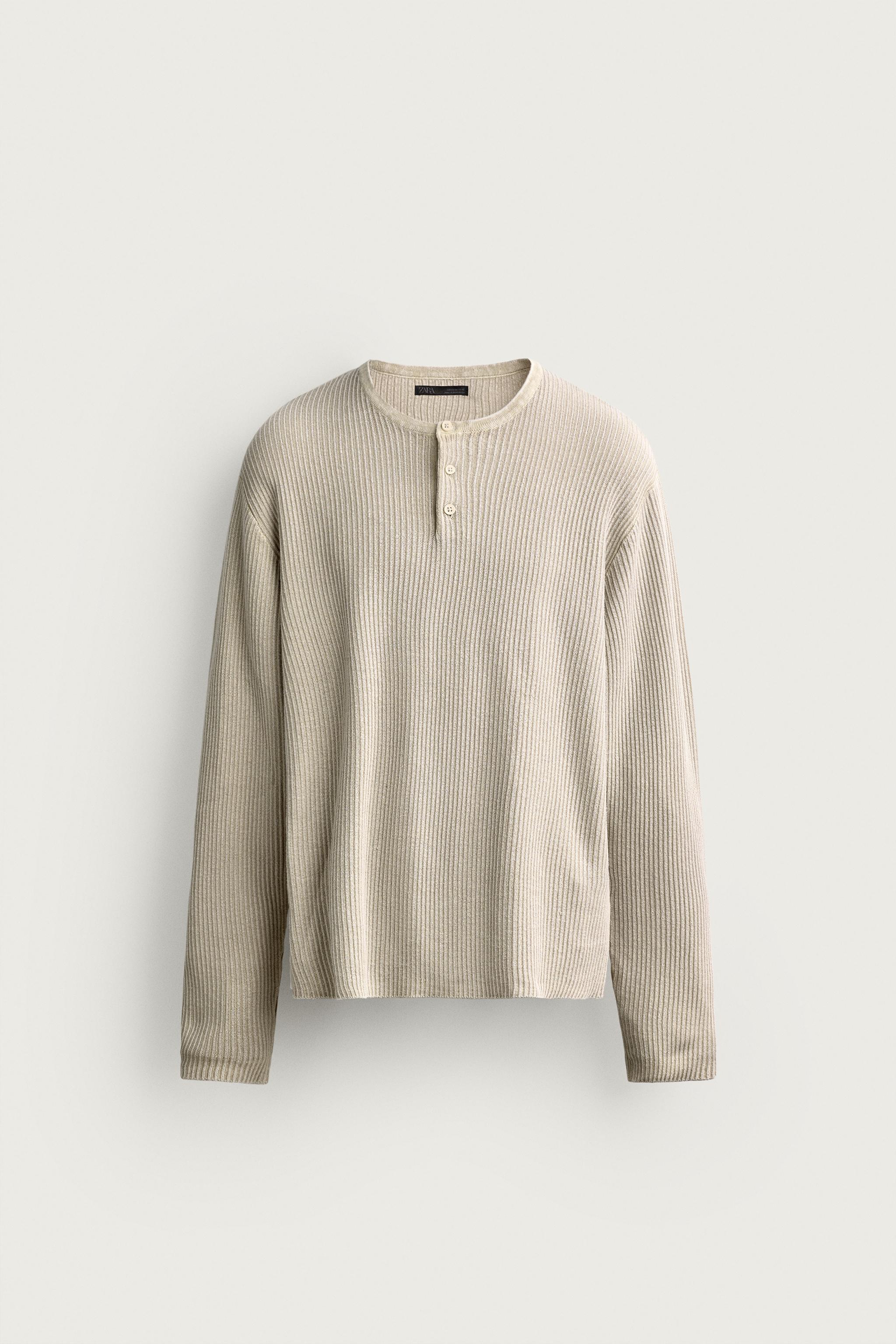 HENLEY KNIT T-SHIRT — Ice