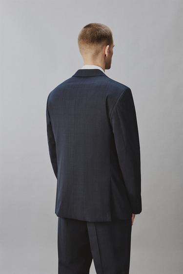 REGULAR FIT CHECK SUIT BLAZER - Dark navy by Zara - Image 2