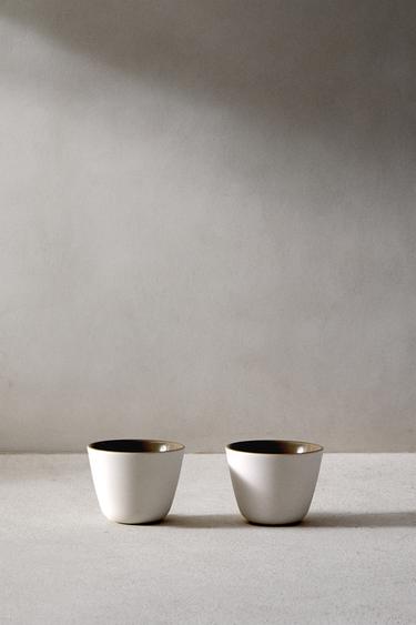 Zara SMALL PORCELAIN BOWL SET (SET OF 2) - Brown / White