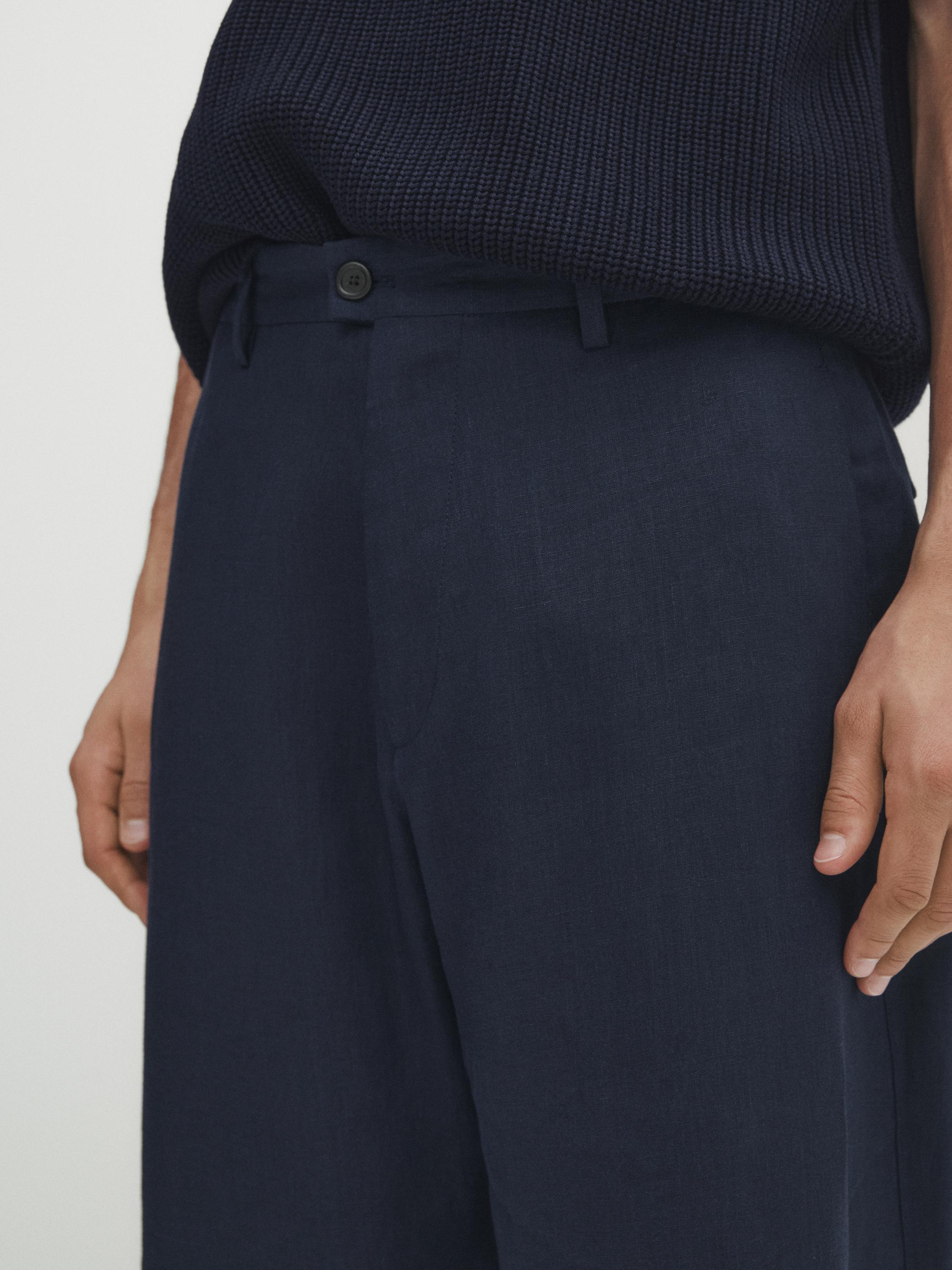 100% linen suit trousers - Navy blue | ZARA Canada 100% linen suit trousers - Navy blue | ZARA Canada