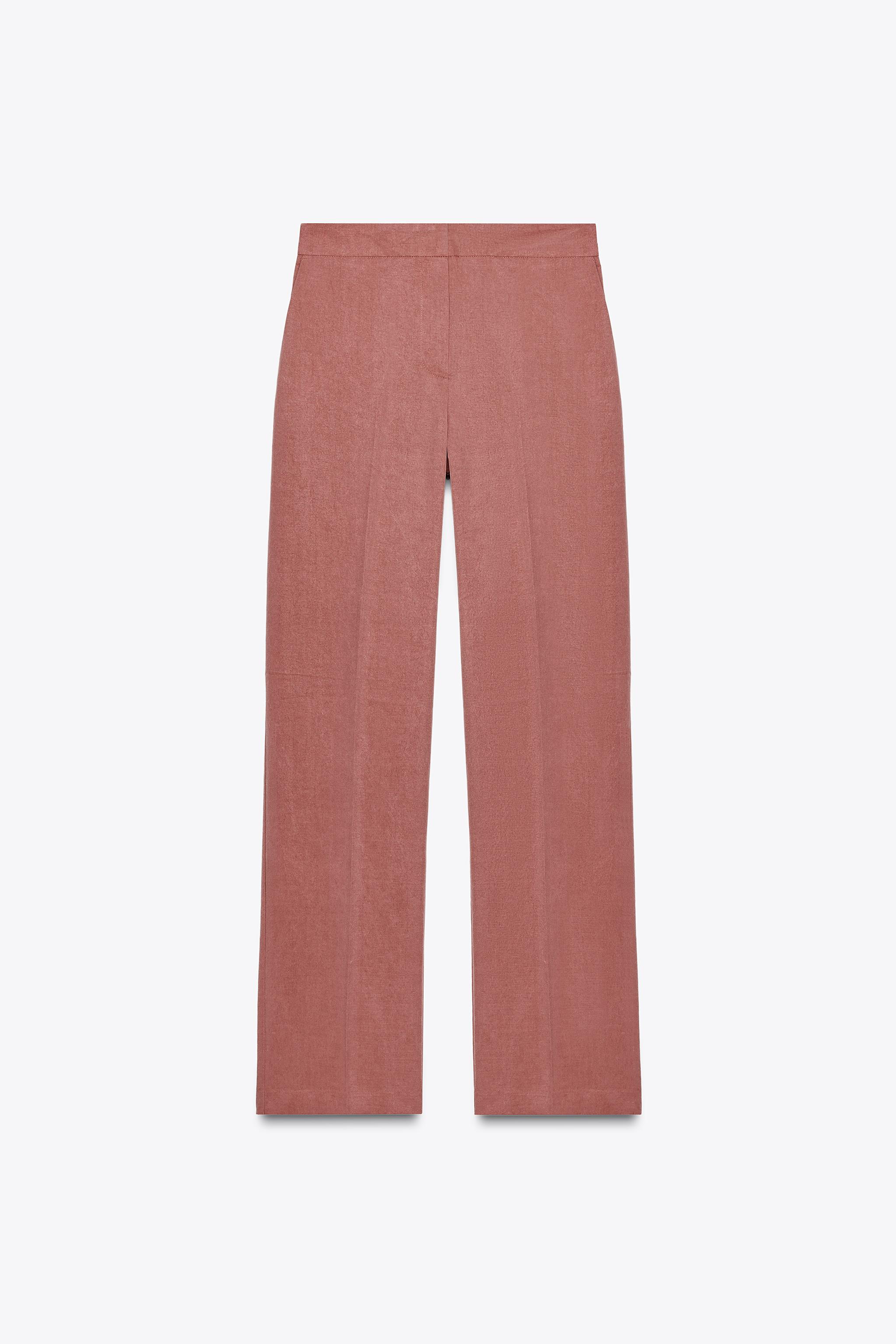 STRAIGHT LEG ELASTIC WAIST PANTS - MARSALA | ZARA United States