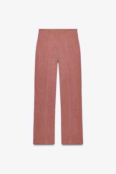 STRAIGHT-LEG TROUSERS WITH ELASTICATED WAIST - MARSALA by Zara
