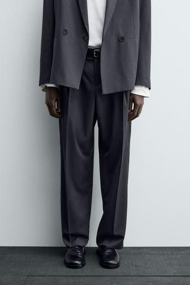 PLEATED SUIT TROUSERS - Anthracite grey by Zara